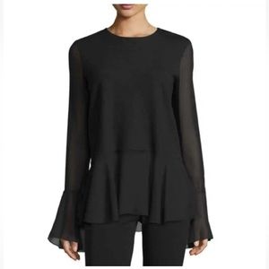 Theory Black Peplum Top Small